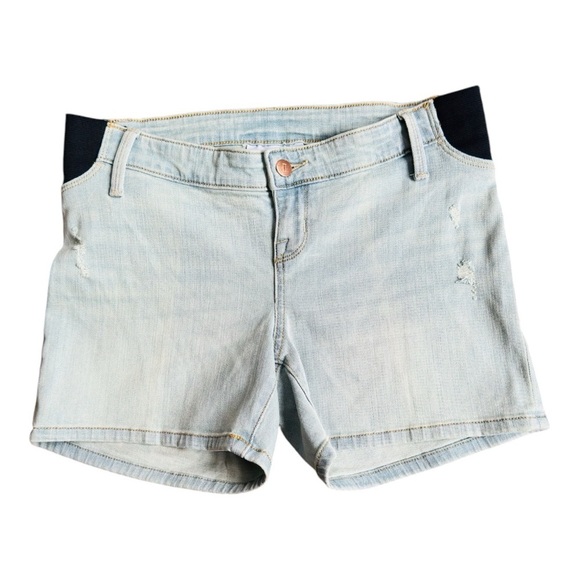 Isabel Maternity Size 2 Under Belly Maternity Light Wash Jean Midi Shorts NWT - Picture 5 of 6